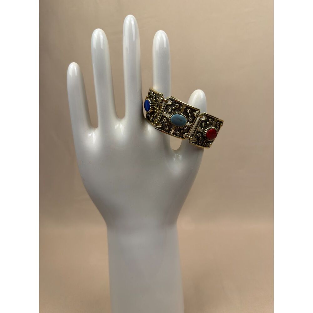 Vintage 1972 Sarah Coventry Granada Panel Bracelet - Ornate Etruscan Revival